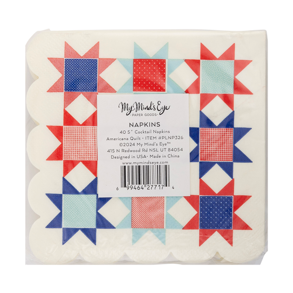 PLNP326 - Americana Quilt Paper Cocktail Napkin