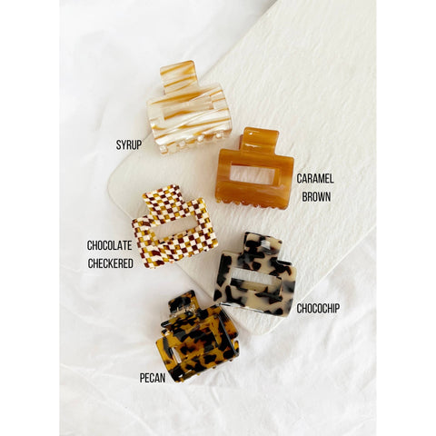 2-Inch Acetate Tortoise Hair Clips - CAMILA: ONE SIZE / CHOCOLATE CHECKERED
