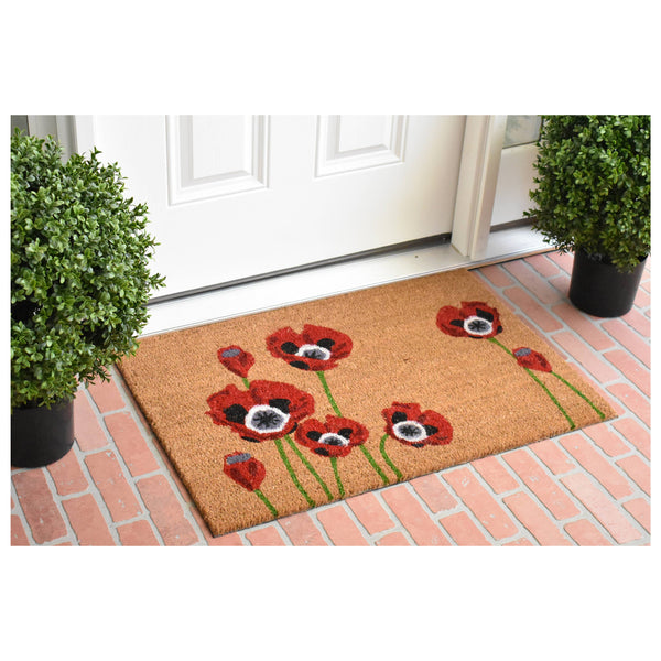 Red Poppies Doormat: 17" x 29"