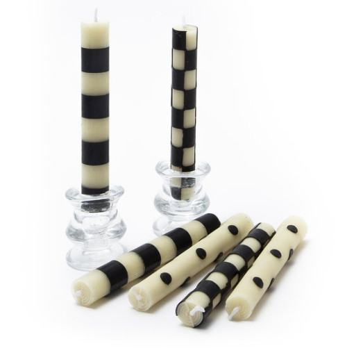 Mini Black and Ivory Candles- Set of 6