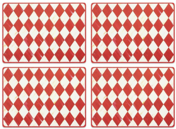 MacKenzie-Childs Red Harlequin Placemats- Set of 4