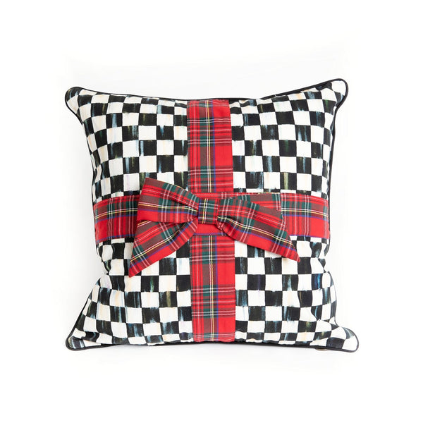 Pillow, Courtly Check Tartan Bow MAC1282 Mackenzie Childs
