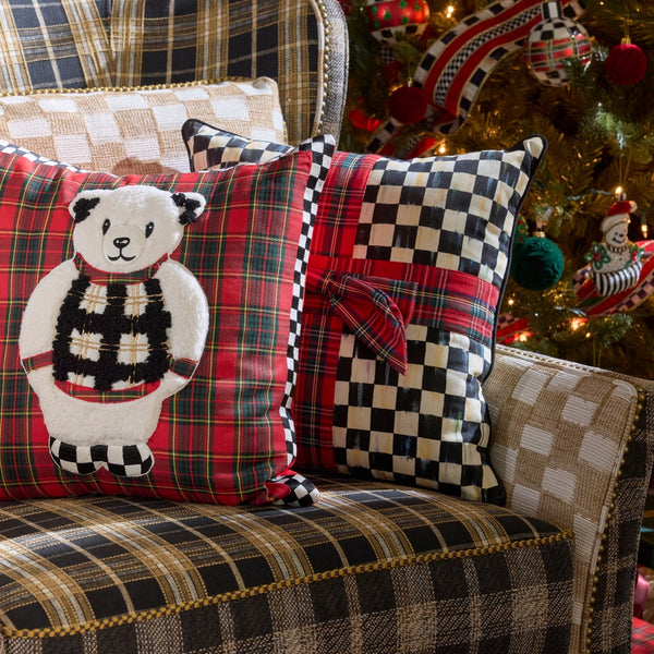 Pillow, Courtly Check Tartan Bow MAC1282 Mackenzie Childs
