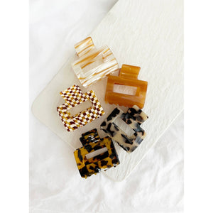 2-Inch Acetate Tortoise Hair Clips - CAMILA: ONE SIZE / CARAMEL BROWN
