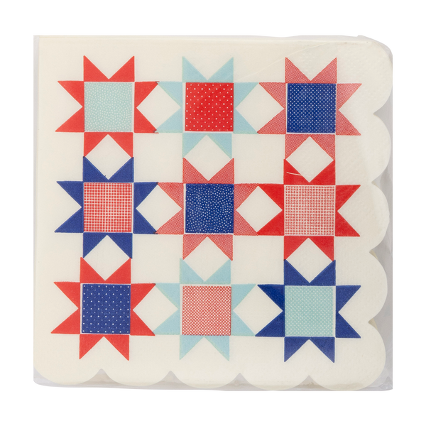 PLNP326 - Americana Quilt Paper Cocktail Napkin