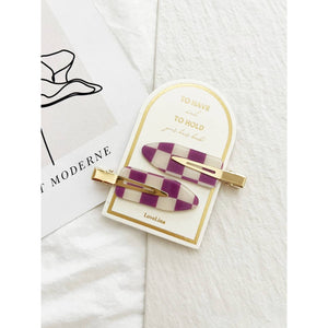 Crease Free Checkered Clips - DEBBIE Checkered: ONE SIZE / VIOLET CHECKERED
