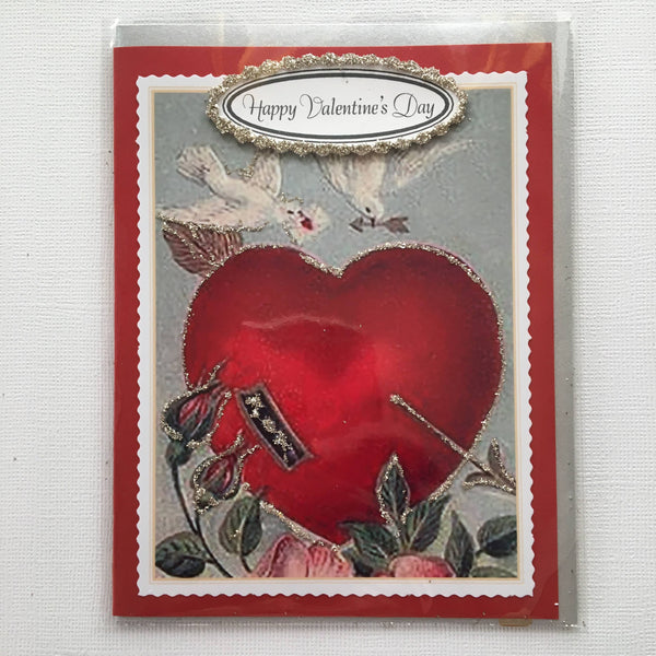 Greeting Card - Valentine: Heart w Doves