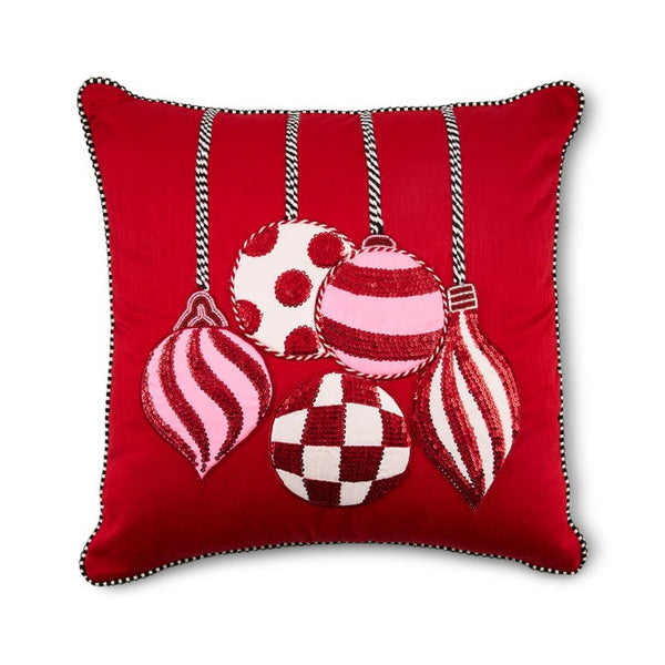 Pillow, Red Ornaments MAC5922 Mackenzie Childs