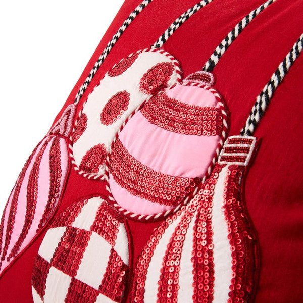 Pillow, Red Ornaments MAC5922 Mackenzie Childs