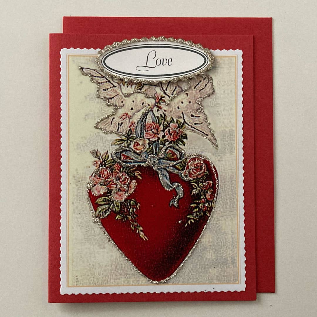 Greeting Card - Valentine: Heart w Doves